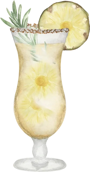 Illustration aquarelle : Piña Colada